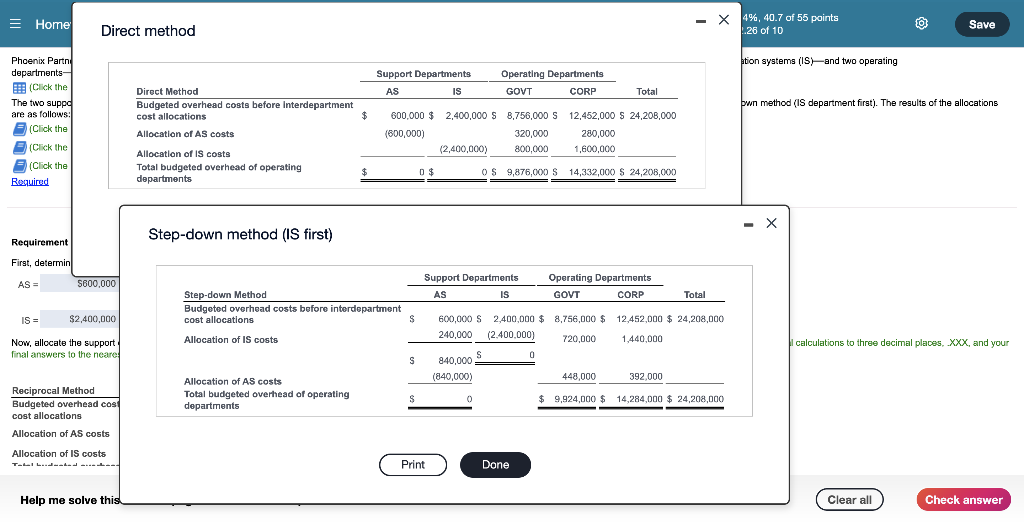 and two operating SUPPORT OPERATING AS IS GOVT CORP Total s department