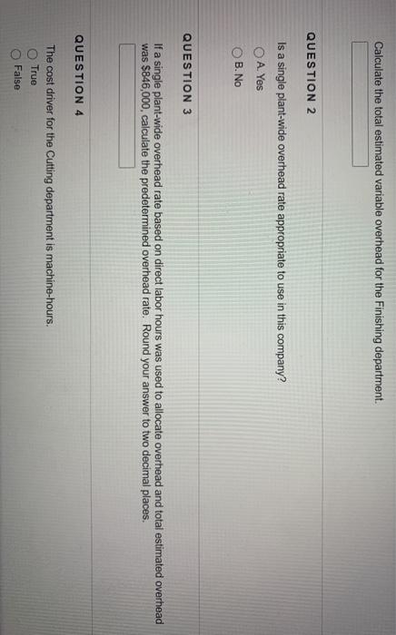  answer the first 4 questions based on the information below Calculate