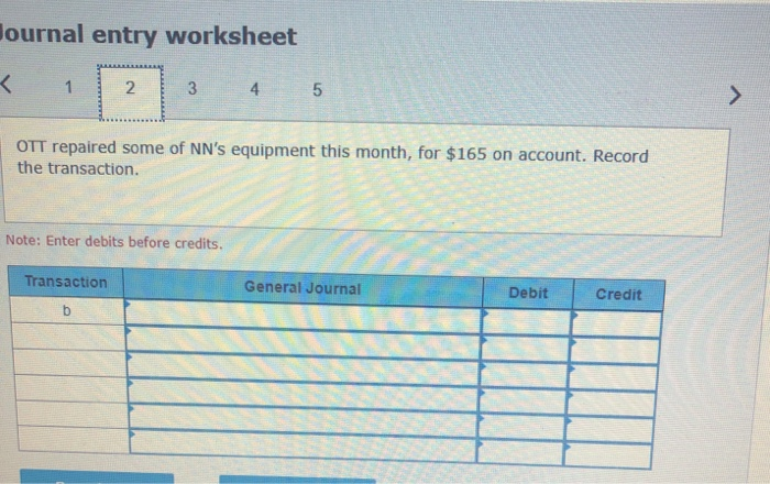 the following transactions a NN billed OTT for $675 of advertising services