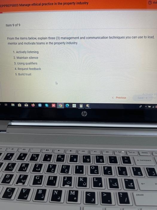  From the items below, explain three ( 3 ) management and