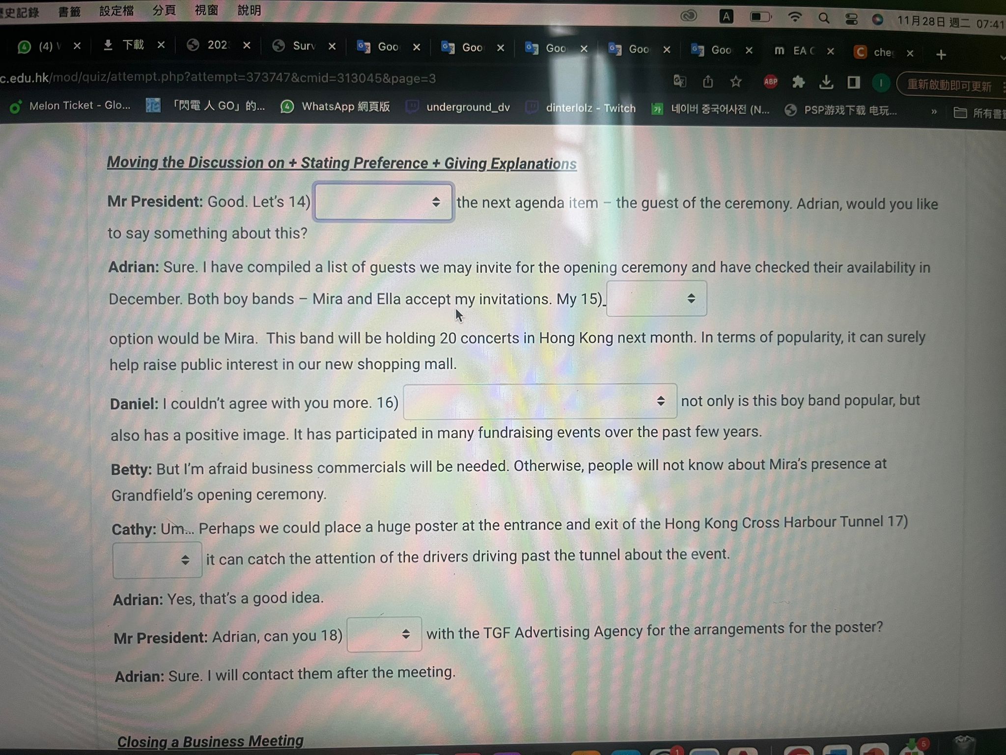  Moving the Discussion on + Stating Preference + Giving Explanations Mr