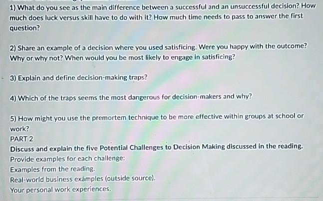  What do you see as the main difference between a successful