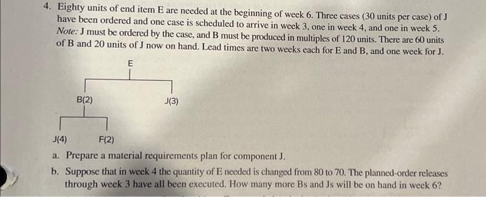 Answer part a and b please 4. Eighty units of end item