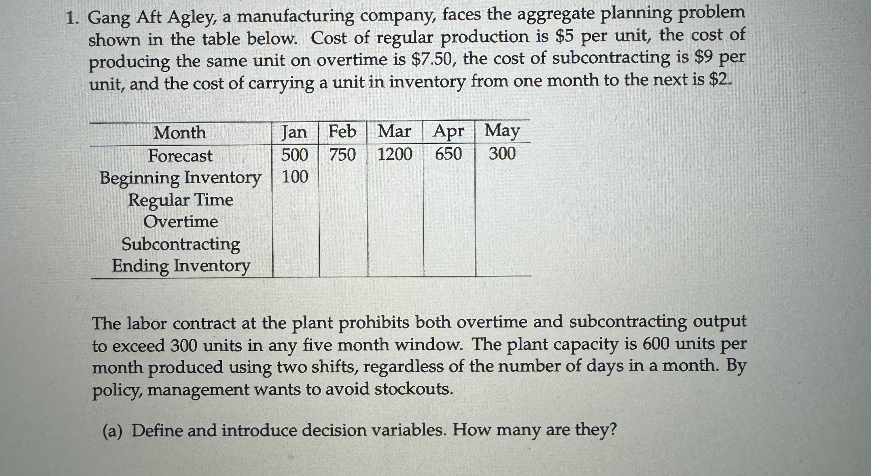 (b) Define and introduce constraints. How many are they? (c) Define and
