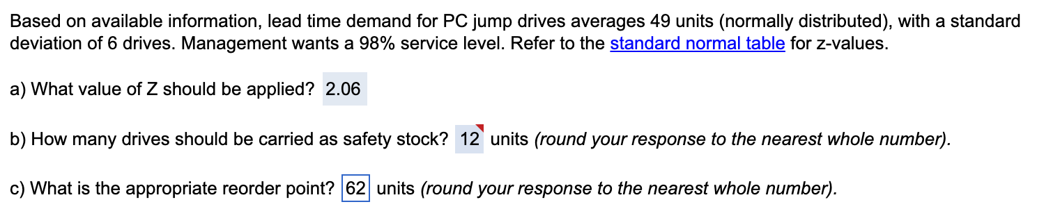  Based on available information, lead time demand for PC jump drives