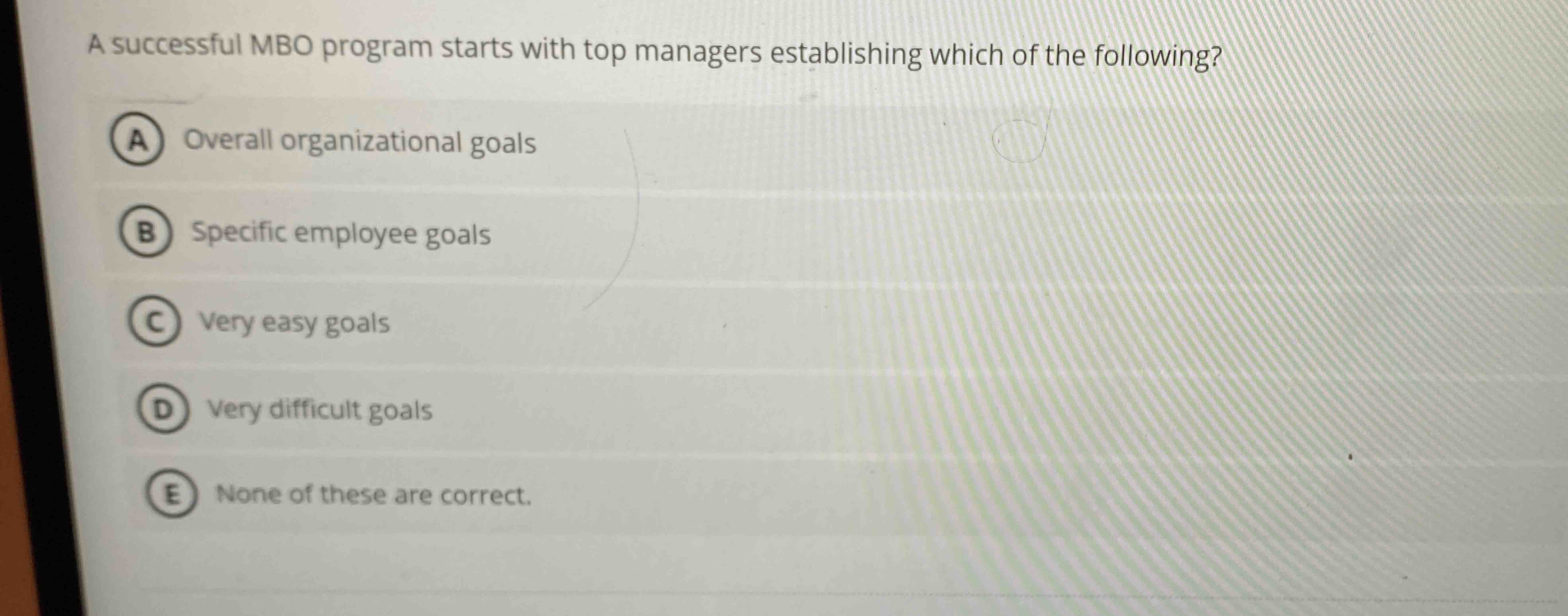  A successful MBO program starts with top managers establishing which of