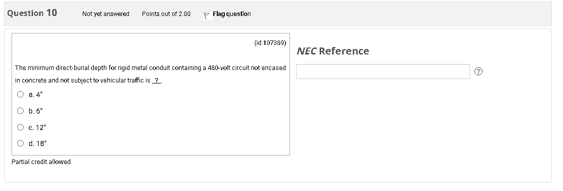 NEC Reference The minimum direct-burial depth for rigid metal conduit containing