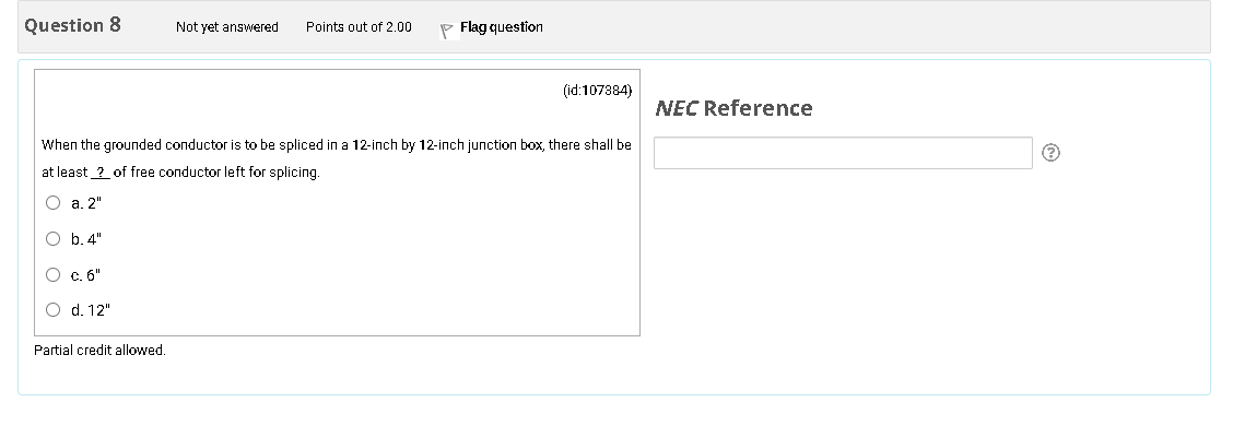 1/0AWH b. 2/0AWH c. 3/0AWG d. 4/0AWH Partial credit allowed. NEC Reference
