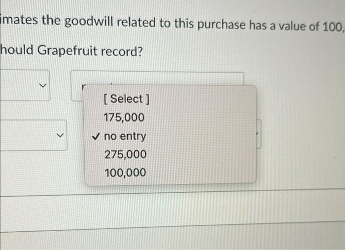 goodwill related to this purchase has a value of 100,000. What, if