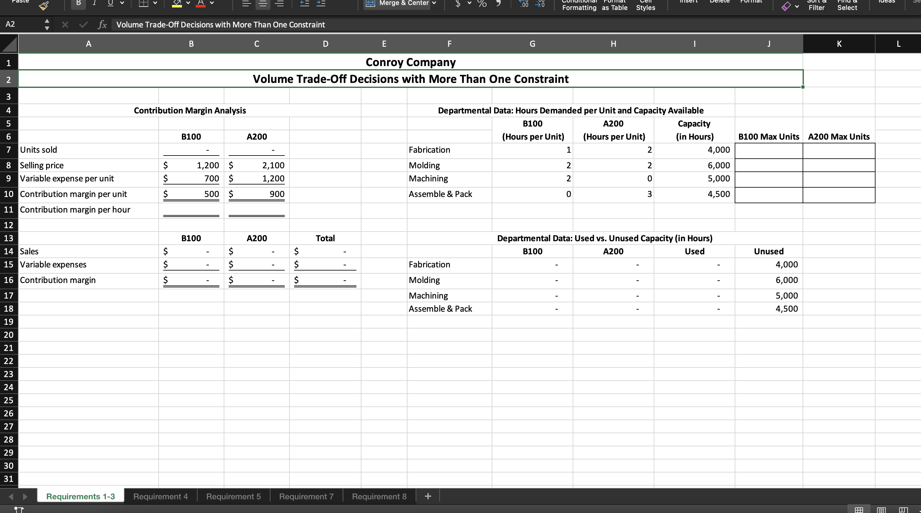 $2,100 Variable expenses per unit $ 700 $1,200 The company has four