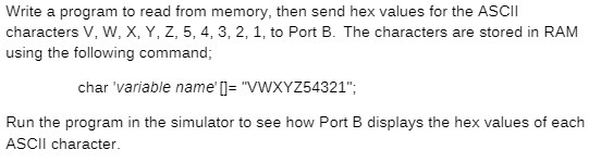  Write a program to read from memory, then send hex values