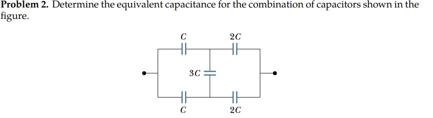 Problem 2. Determine the equivalent capacitance for the combination of capacitors
