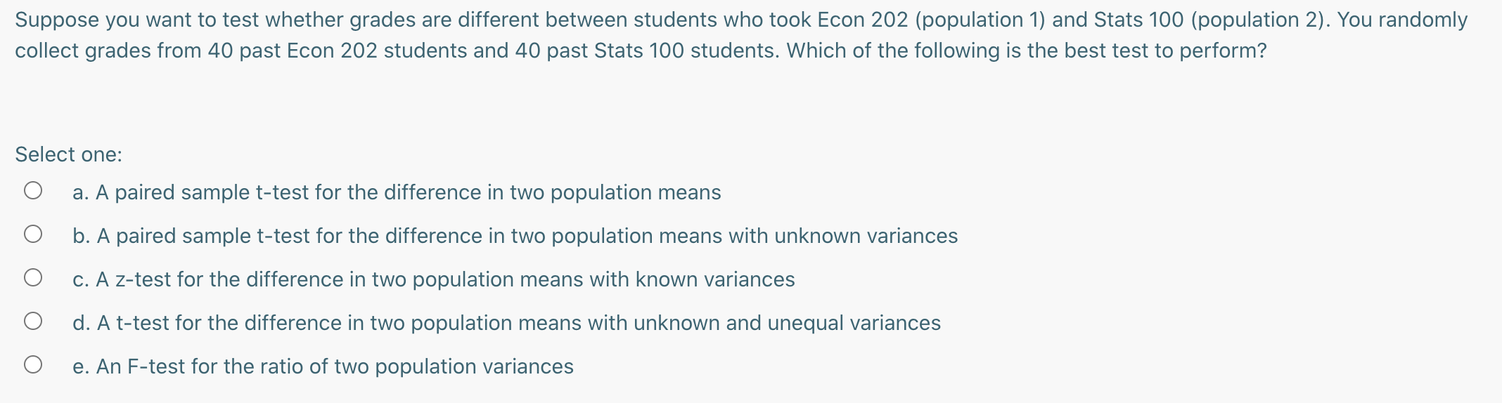  Suppose you want to test whether grades are different between students