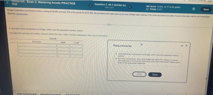  TAM Homework Exam 2: Mastering Assets PRACTICE Test Question 3, $6-1