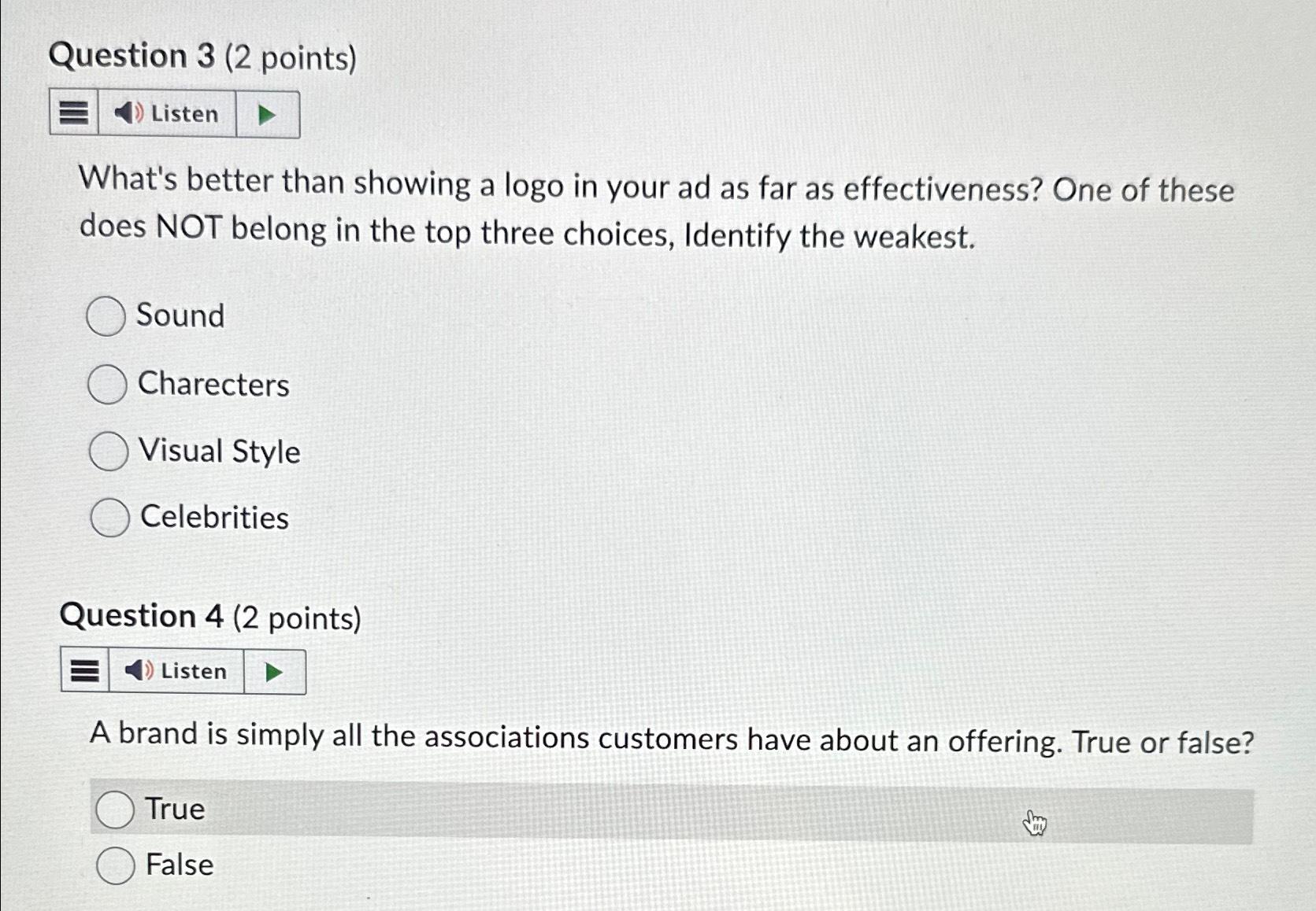  Question 3(2 points) What's better than showing a logo in your