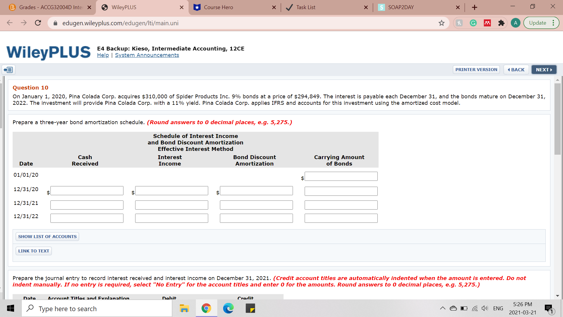 Please help. B Grades - ACCG32004D Inter X WileyPLUS X Course Hero