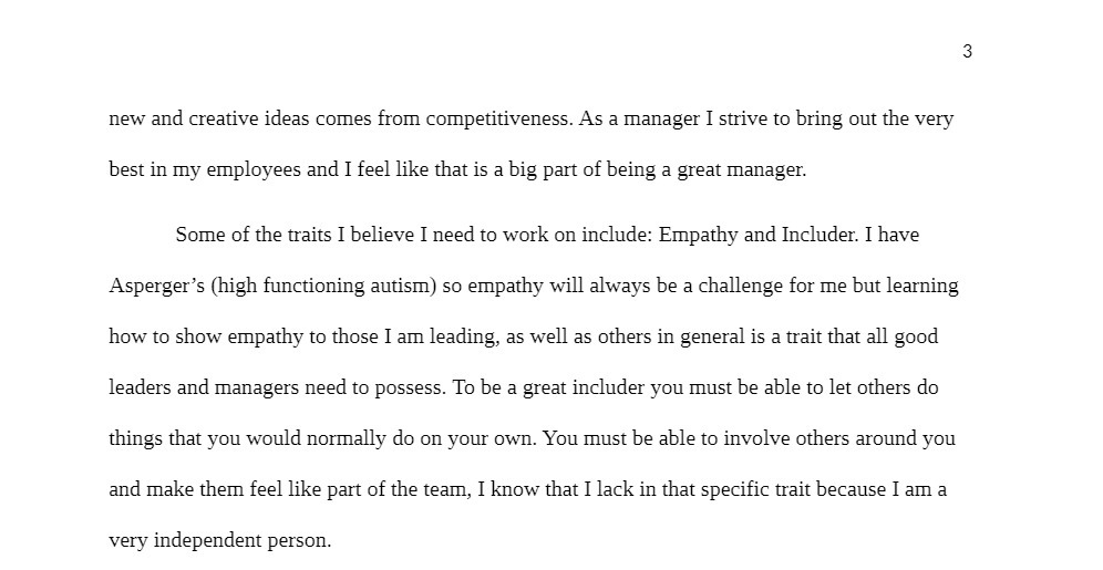  new and creative ideas comes from competitiveness. As a manager I