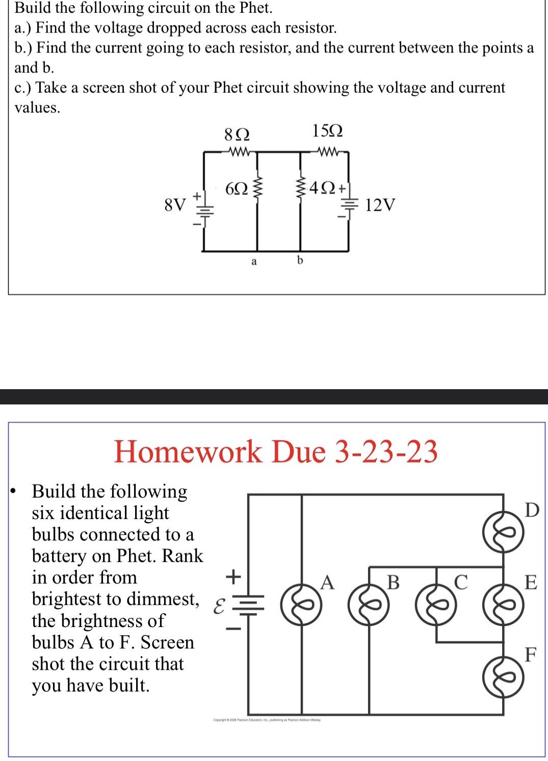 Use this link https://phet.colorado.edu/sims/html/circuit-construction-kit-ac-virtual-lab/latest/circuit-construction-kit-ac-virtual-lab_en.html Build the following circuit on the Phet. a.)