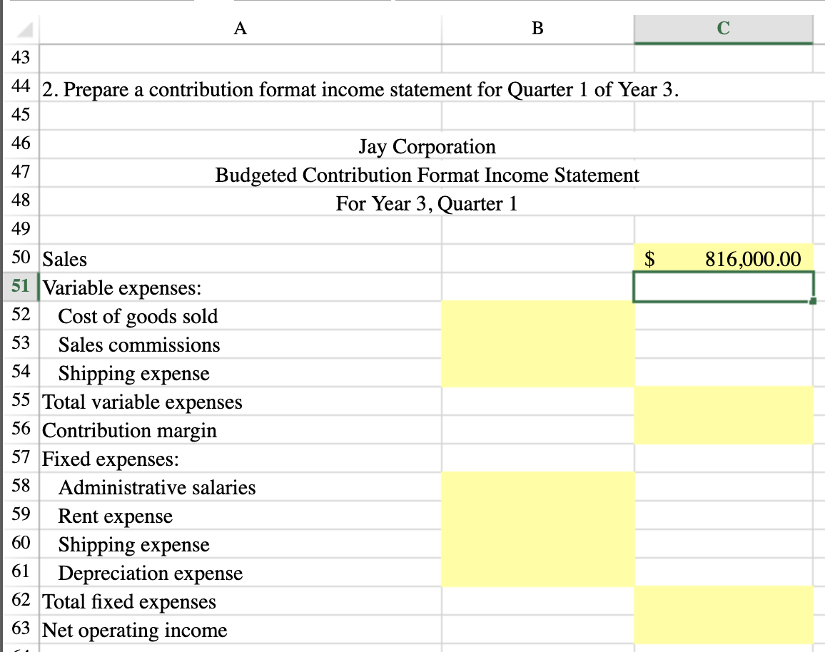to prepare a contribution format income statement. Use the information included in