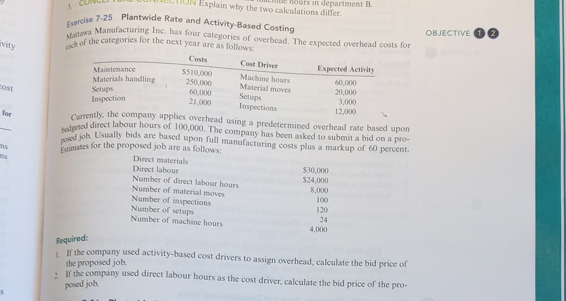 le hours in department B. IfON Explain why the two calculations