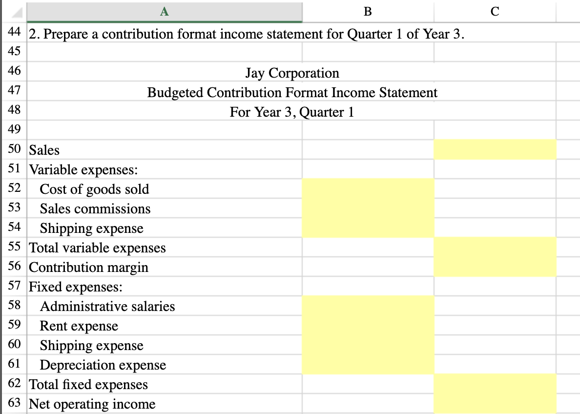 to prepare a contribution format income statement. Use the information included in