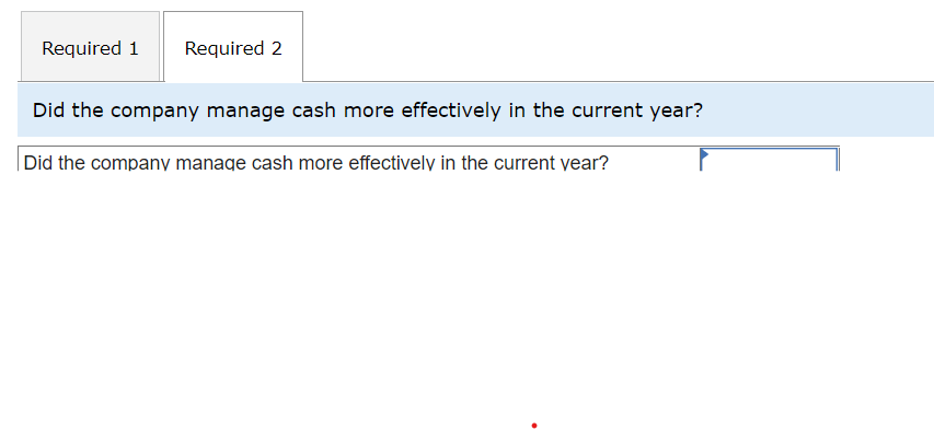 A manufacturer reports the data below. Current Year Prior Year Accounts payable