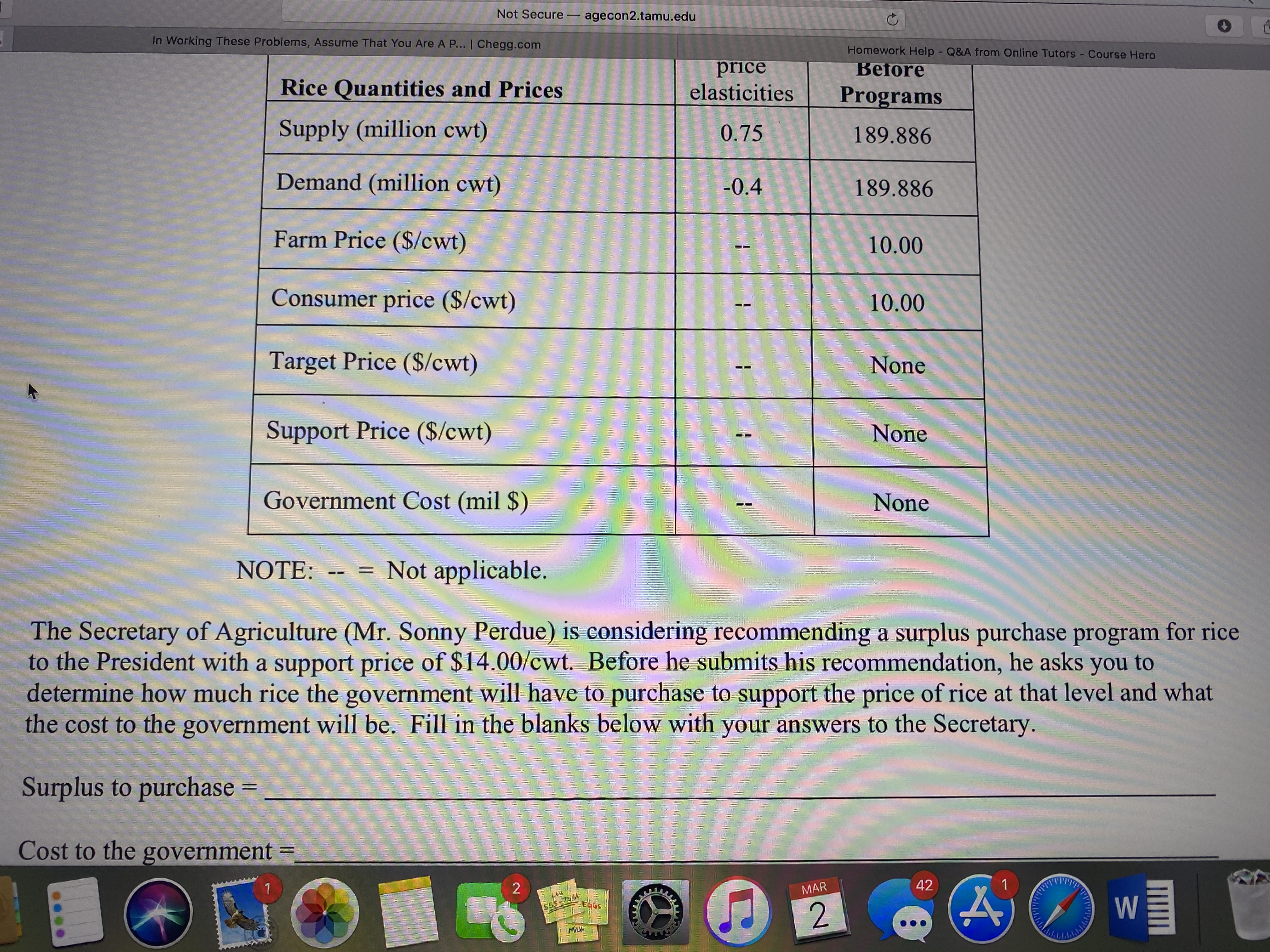  Not Secure - agecon2.tamu.edu In Working These Problems, Assume That You