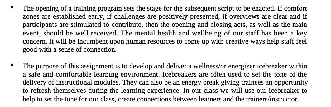 The opening of a training program sets the stage for the