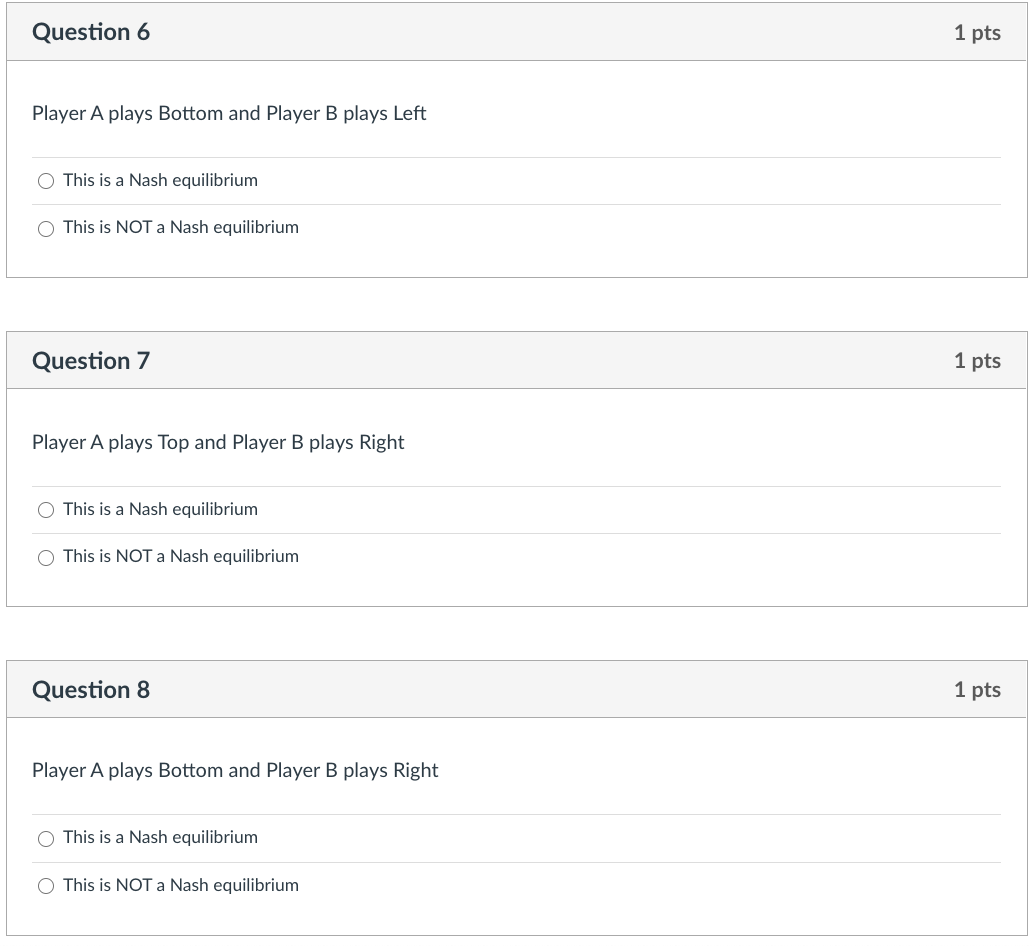 payoffs are given in the following table where the number on the