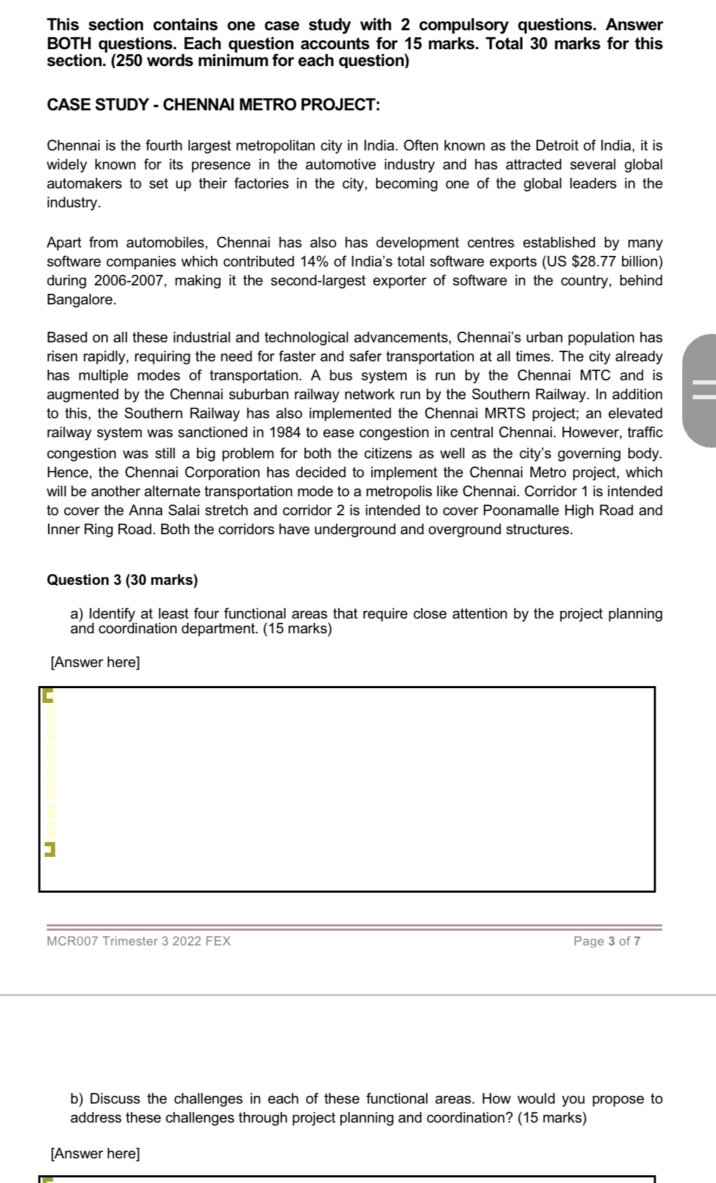 Case study This section contains one case study with 2 compulsory questions.