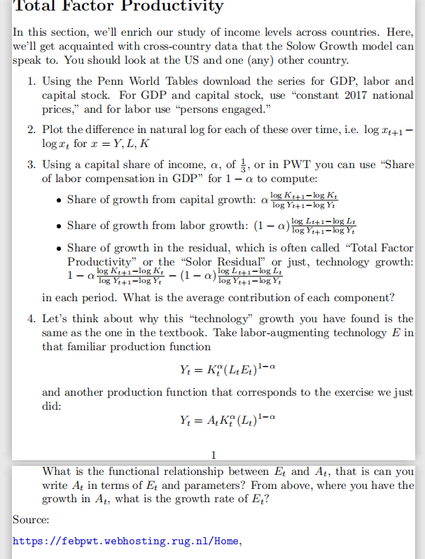  Total Factor Productivity In this section, we'll enrich our study of