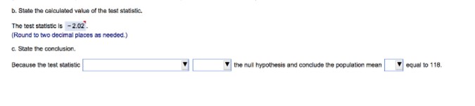 Part A - C b. State the calculated value of the test