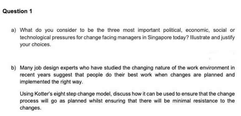  Question 1 3} b} What do you consider to be the