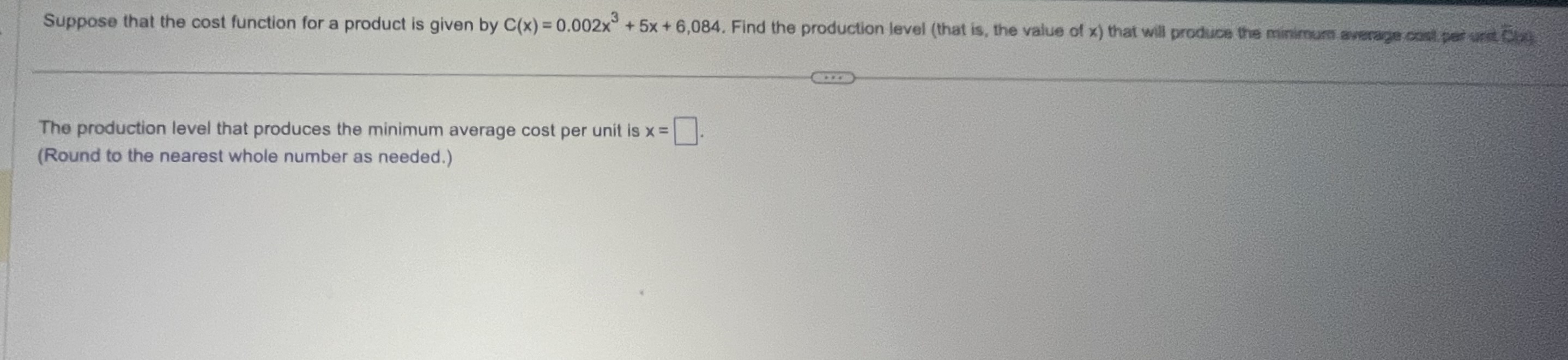 Suppose that the cost function for a product is given by