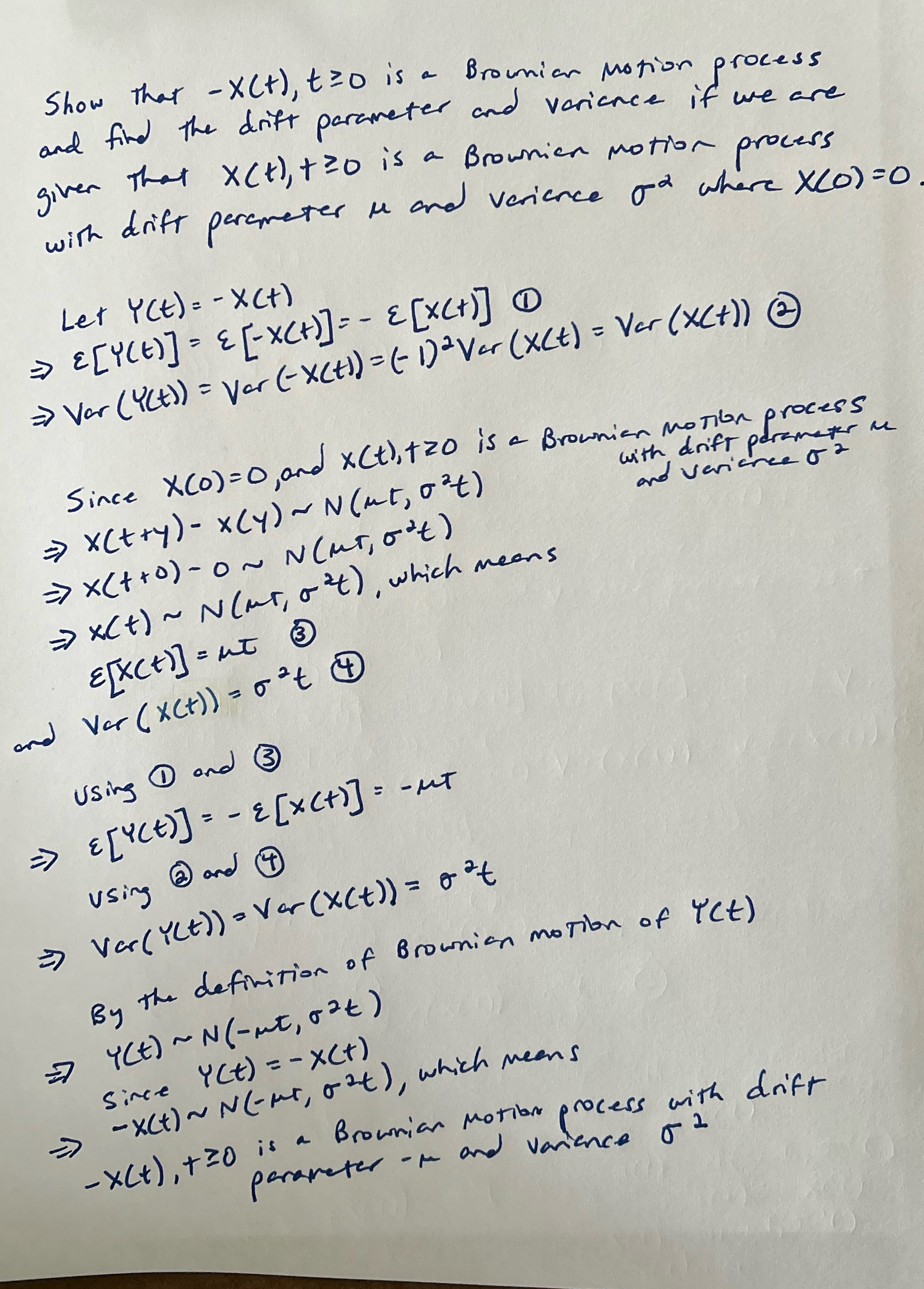 Could someone please check my work? Show That - X(+), t20 is