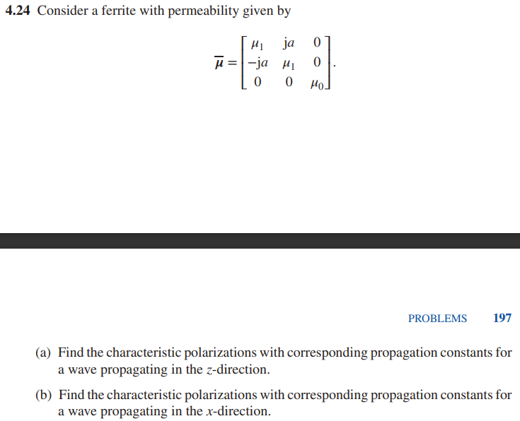 4.24 Consider a ferrite with permeability given by #1 j\" 0