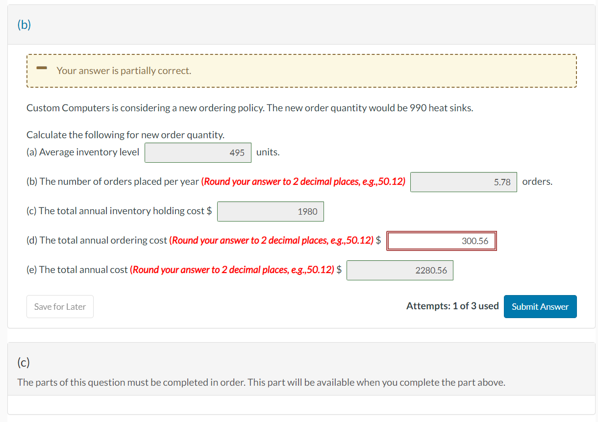 needed are bought for $12 each and are ordered in quantities of