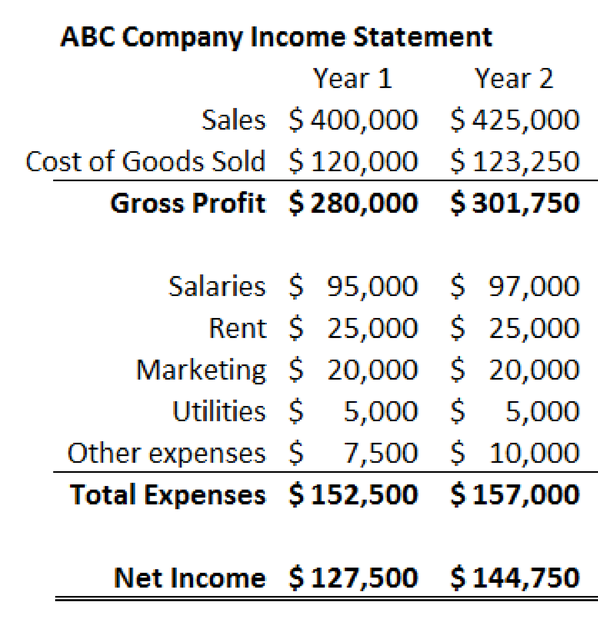 *(sample below)prepare a sample 2-year project income statement with all possible expenses