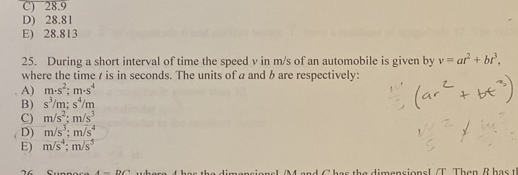  C) 28.9 D) 28.81 E) 28.813 25. During a short interval