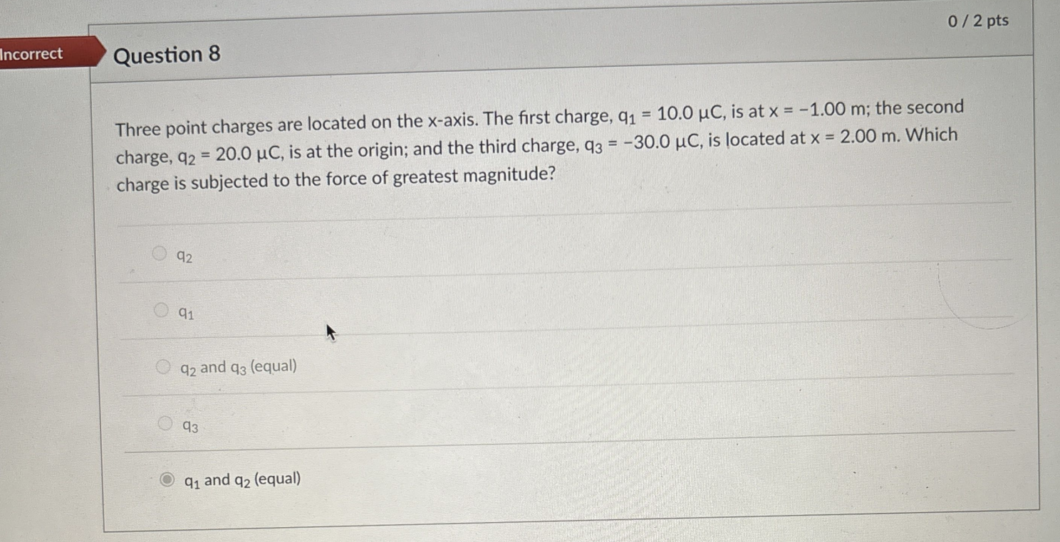 need help understanding what I did wrong 0 / 2 pts Incorrect