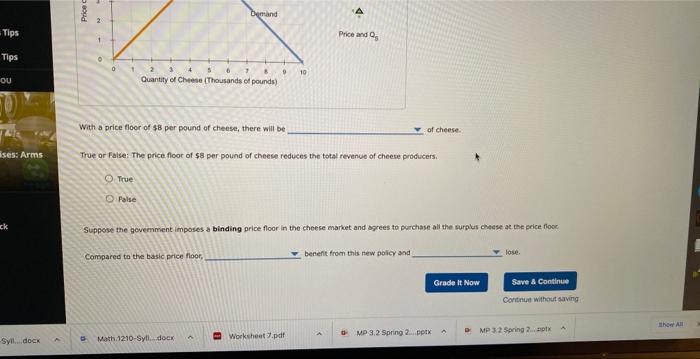 of $8 per pound in the cheese market A price floor of