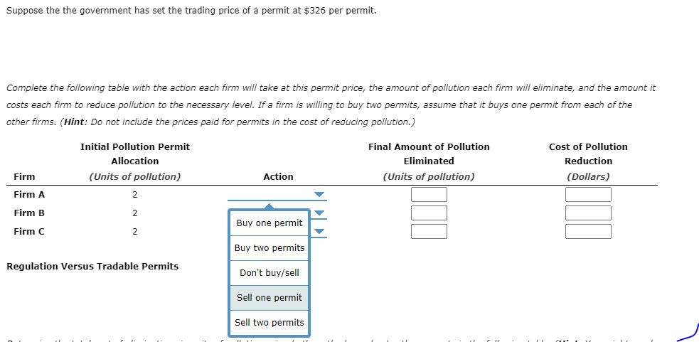 pollution in the area to 6 units bv choosing between the following