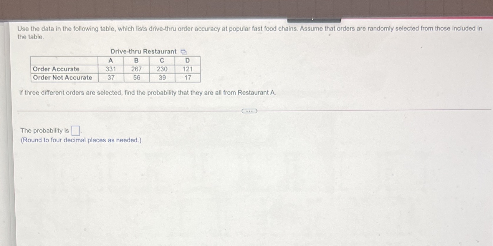  the table. Use the data in the following table, which lists