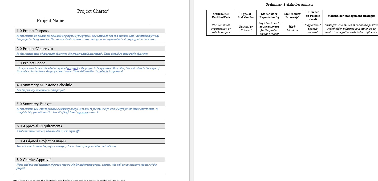 Preparing Project Charter Topic - Designing and Launching new Academic Program in