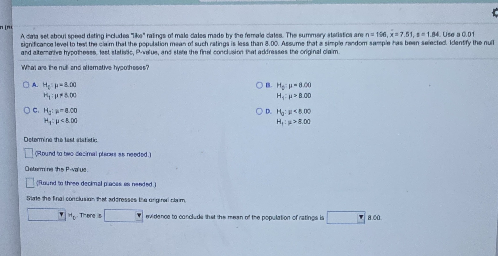  n (n A data set about speed dating includes "like" ratings