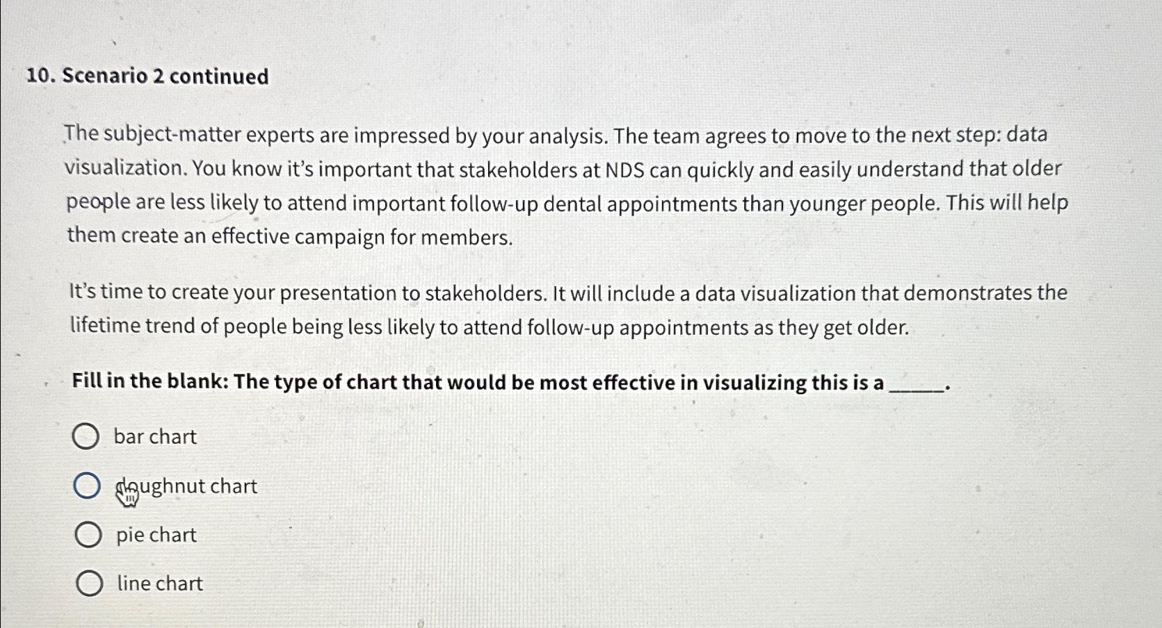  Scenario 2 continued The subject-matter experts are impressed by your analysis.