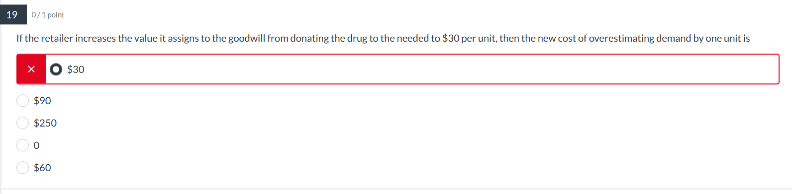 (bottle) of pills is $250. Unsold pills have no value and are