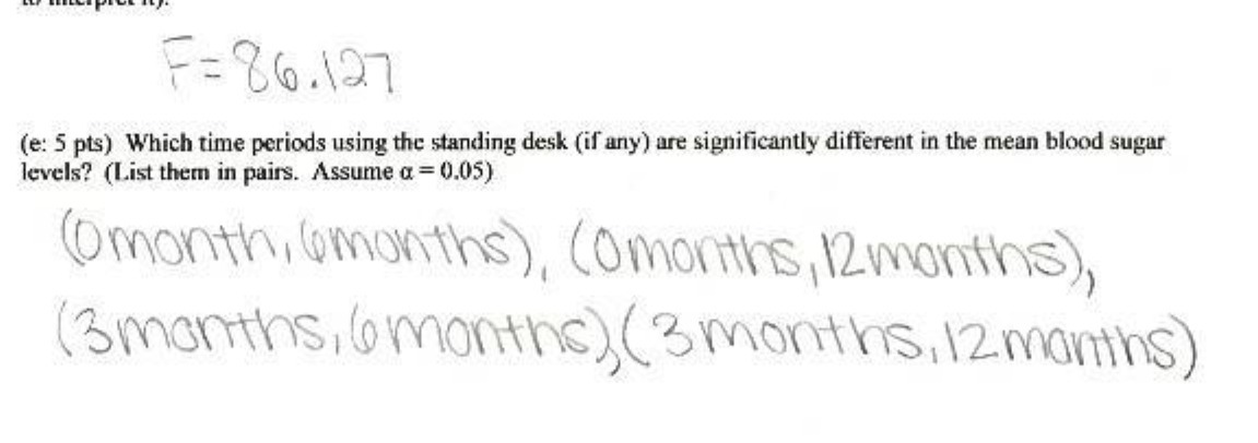  F = 86 . 127 (e: 5 pts) Which time periods
