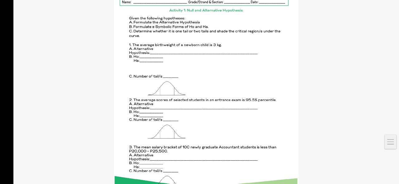 99% confidence interval 3. z \Activity 1: Types of Error 1. Make