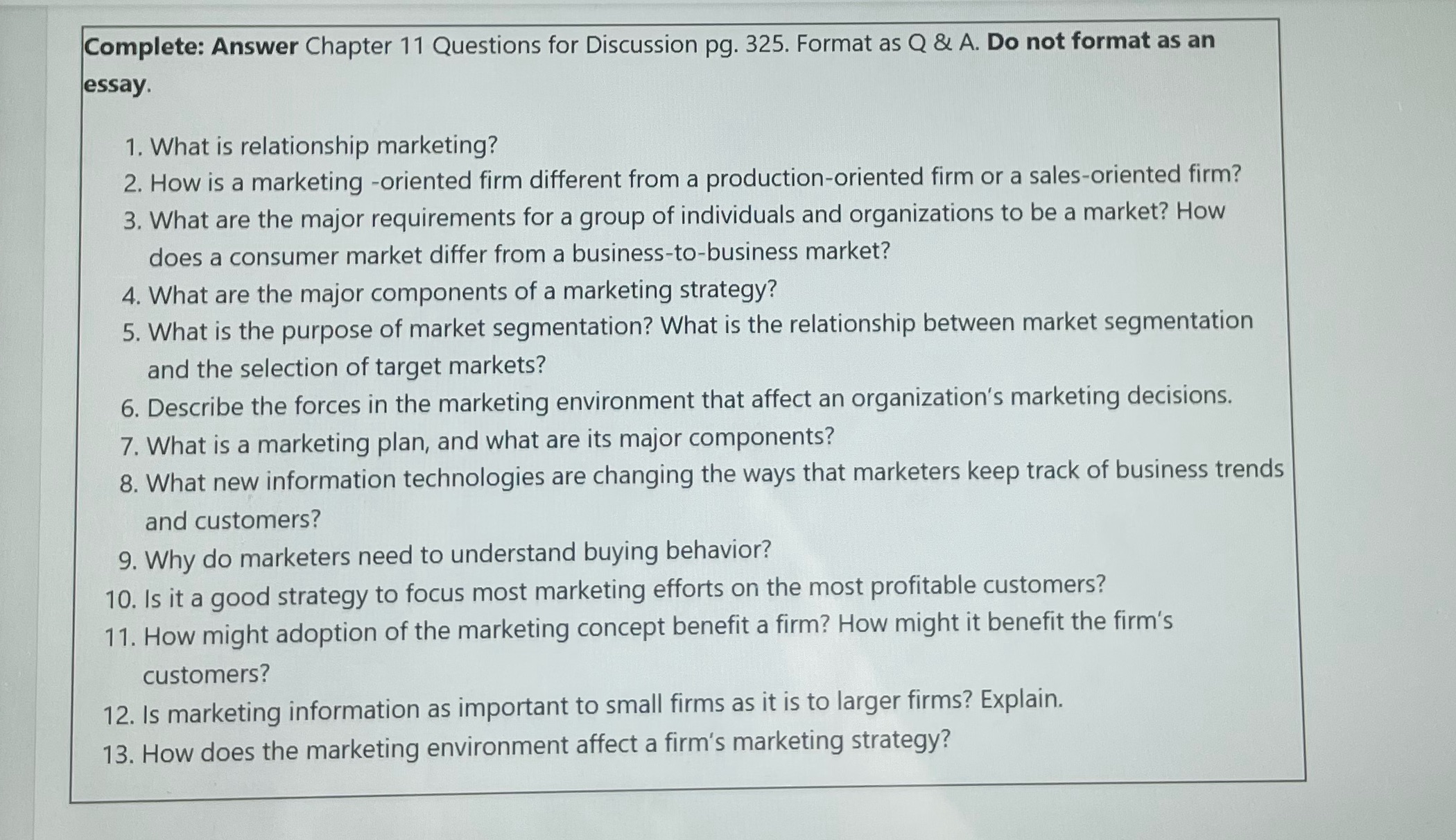 Can you answer these Complete: Answer Chapter 11 Questions for Discussion pg.